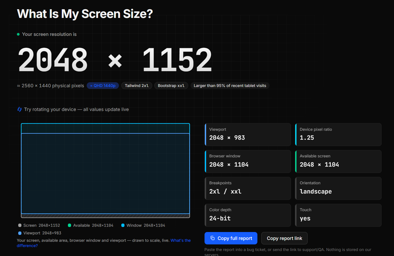 ScreenSize.net preview