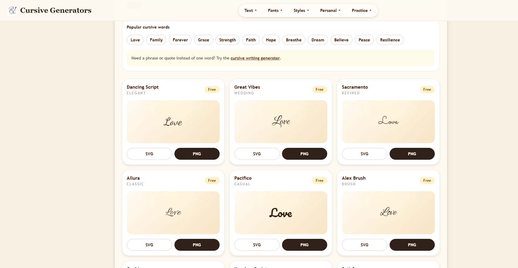 Cursive Generators preview