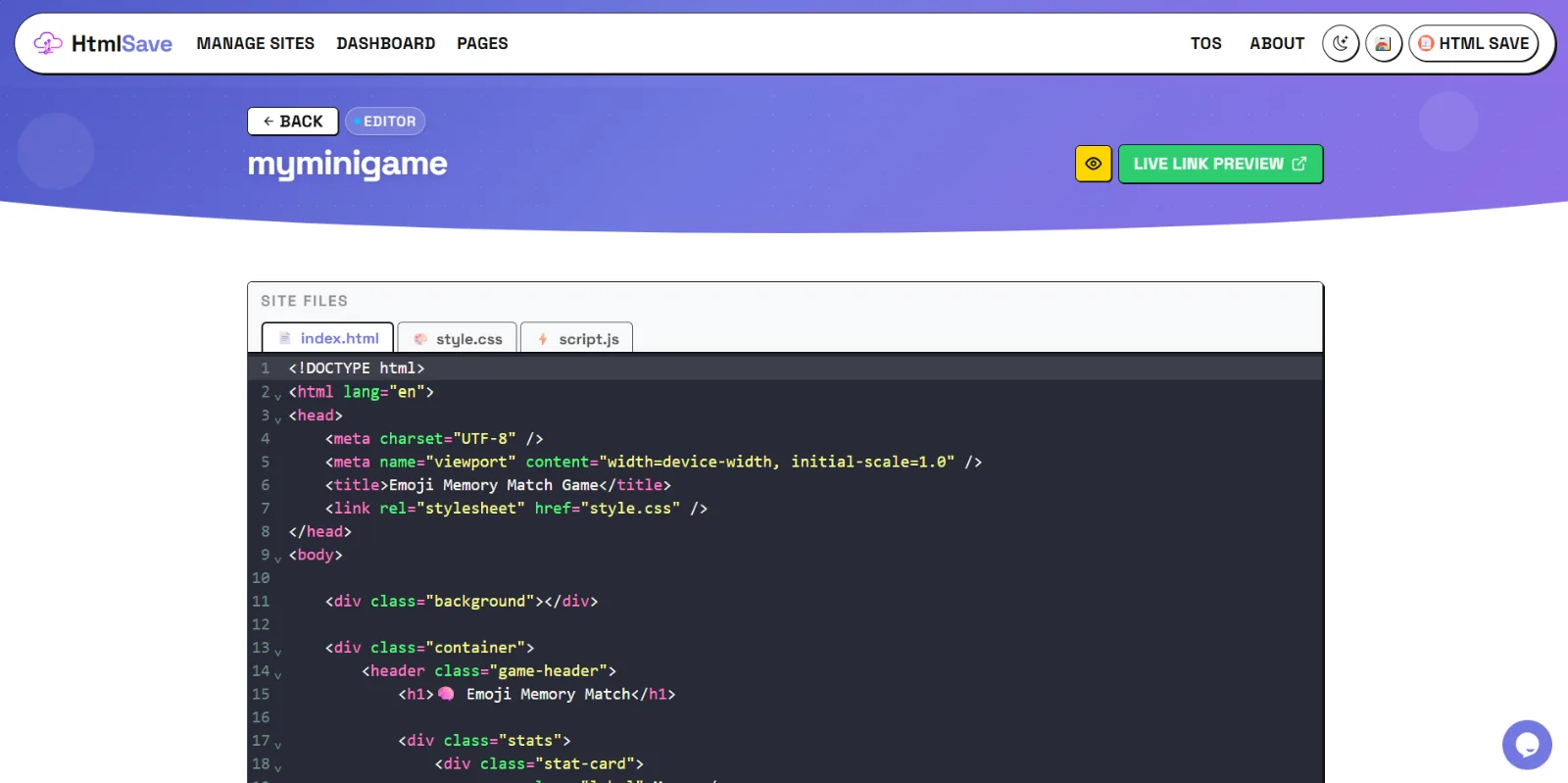 HTMLSave preview